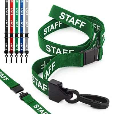 Image of CKB LTD Staff LANYARDS Breakaway Safety Lanyard Pre Printed Text Neck Strap Swivel Plastic Clip for ID Card Holder Pull Quick Release Design (Pack of 10, Green)