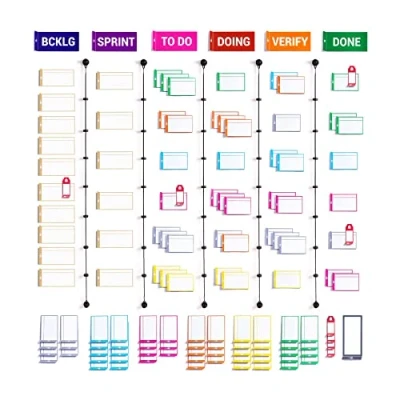 Image of PATboard kanban board and scrum Full toolset magnetic with 137 items Professional tool kit reusable planning magnets Use for agile project management