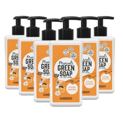 Image of Marcel&#039;s Green Soap Orange &amp; Jasmine Hand Liquid Dispenser 100% Environmentally Friendly Vegan 97% Biodegradable Pack of 6 250 ml