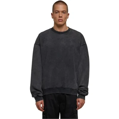 Image of Urban Classics Men&#039;s Acid Washed Crew Sweatshirt, Black, 3XL