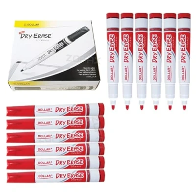 Image of Dry Erase Markers, RED, Pack of 12, Whiteboard Marker Pens, Bullet Tip, 2.0mm Bold Point, BroadMark 2.0 Wipe ZOFAX Black Ball Pen