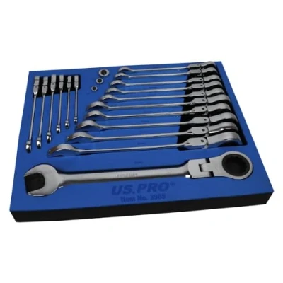 Image of US PRO 20pc Metric Flex Gear Ratchet Combination Spanner Wrench Set 8 32mm 3985