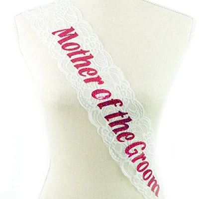 Image of SHATCHI 1336 Mother of The Groom Sash White Lace Hen Party Night Out Wedding Bridal Shower Bachelorette Fancy Dress Accessory Decoration