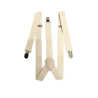 Image of MENS LADIES UNISEX ADJUSTABLE SLIM BRACES TROUSER SUSPENDERS FANCY DRESS CLIP ON (white)