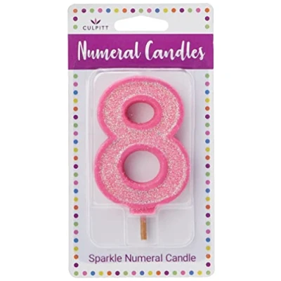 Image of Culpitt Sparkle Number Candles for Cake &amp; Cupcakes, Single from 0 9, Celebrate Birthdays Anniversaries with Flair, Pink