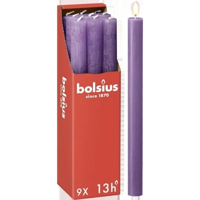 Image of Bolsius Dinner Candle Rustic Vibrant Violet 27 cm 9 Pieces