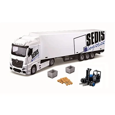Image of Bburago B18 31471 Street FIRE HAULERS MB ACRTROS Lift and Load Die Cast Pallets 1:43 Scale Collectible Truck Model, Assorted Colours