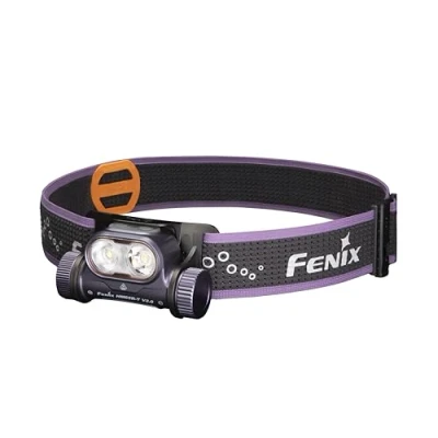 Image of fenix HM65R T v2.0 Dark Purple, Rechargeable Lightweight Running &amp; Outdoor Head Torch 1600 Lumens 170m 300 Hrs Max Bi Directional Adjustable Sport Headband White Warm Beams IP68