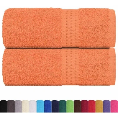 Image of vidaXL Guest Towels 2 pcs Orange 30x50 cm 360 gsm 100% Cotton