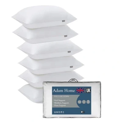 Image of Adam Home Pillows 6 Pack Hotel Quality Side Sleeper Bounce Back Bed Pillow Quick rebound &amp; Dust Proof Resistant Premium Filled of