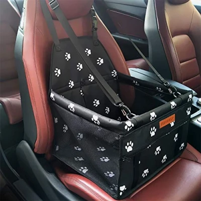 Image of SWIHELP Dog Car Seat Puppy Portable Pet Booster with Clip On Safety Leash and PVC Support Pipe, Anti Collapse,Perfect for Small Pets