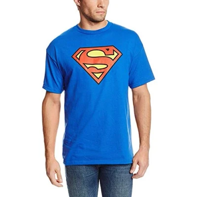Image of DC Comics Men&#039;s Superman Classic Logo T Shirt, Royal, XL