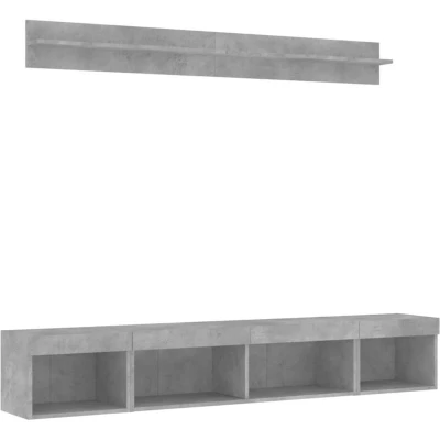 Image of vidaXL 5 Piece TV Wall Units with LED Concrete Grey Engineered Wood