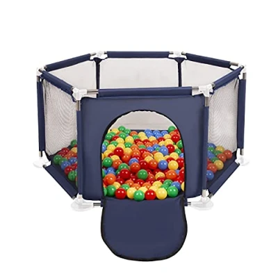 Image of Selonis Hexagon 6 Side Play Pen with 200 Balls, Blue:Yellow/Green/Blue/Red/Orange