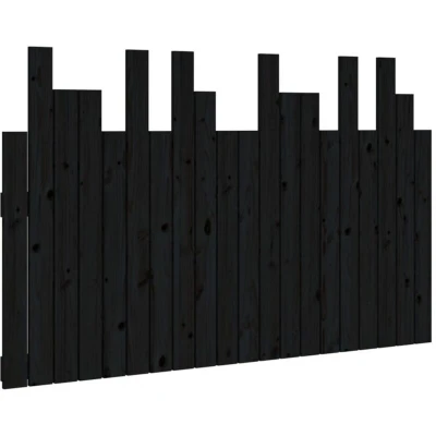 Image of vidaXL Wall Headboard Black 127.5x3x80 cm Solid Wood Pine