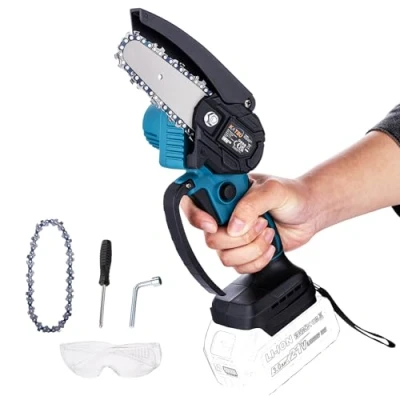 Image of KATSU FIT BAT 21V Brushless Cordless Mini Chainsaw 4 Inch with Extra Chain Lightweight and Portable for Garden Tree Branches Trimming Pruning Wood Cutting, No Battery Charger