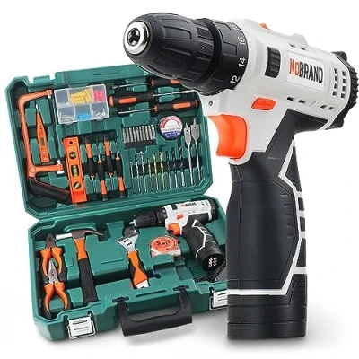 Image of Hi Spec Household Tool Kit Set with Drill Cordless 12 V Electric Screwdriver Versatile DIY for Home Improvement and Repairs