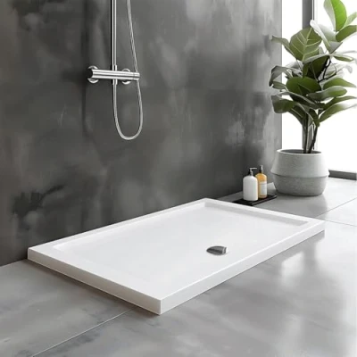 Image of Go Bathrooms Anti Slip White Rectangle Shower Tray 1700 x 900mm Non Enclosure Cubicle Low Profile