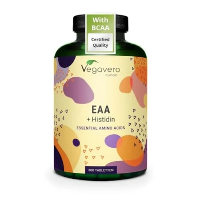 Image of Vegavero 9 Essential Amino Acids Tablets (EAA) 5739 mg 300 100% Natural from Fermentation NO Additives, Lab Tested Vegan
