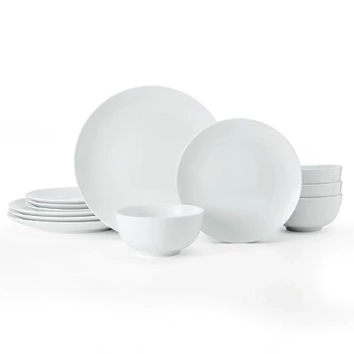 Image of Mikasa Chalk 12pc Porcelain Dinner Set, Gift boxed, Weiß