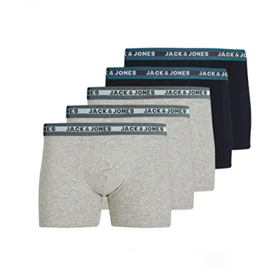 Image of JACK &amp; JONES Jacoliver Trunks for Men (5Er Pack (3X Light Grey Melange, 2X Schwarz), Large)