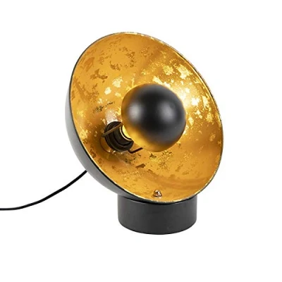Image of Qazqa Industrial Table lamp I Light Black with Golden Inside Magna Eglip Suitable for LED E27 1 Steel Living Room Bedroom