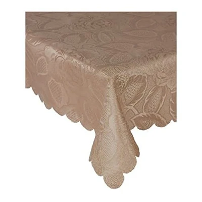 Image of Emma Barclay Damask Rose Jacquard Table Cloth in Coffee 70x108 (178x274cm)