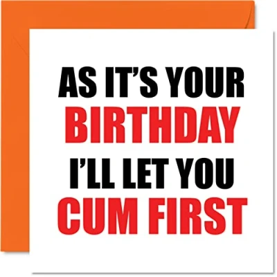 Image of Funny Birthday Cards for Wife Come First Happy Card Girlfriend from Husband Boyfriend Partner, Banter Gifts, 145mm x Rude Joke Humour Greeting Gift