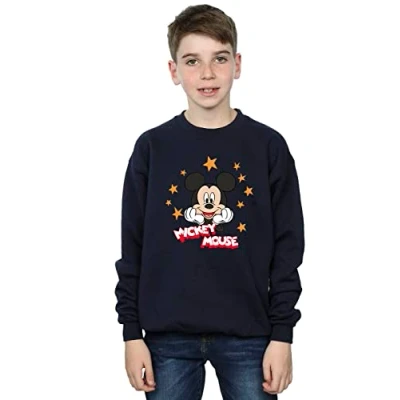 Image of Disney Boys Mickey Mouse Stars Sweatshirt Navy Blue 3 4 Years