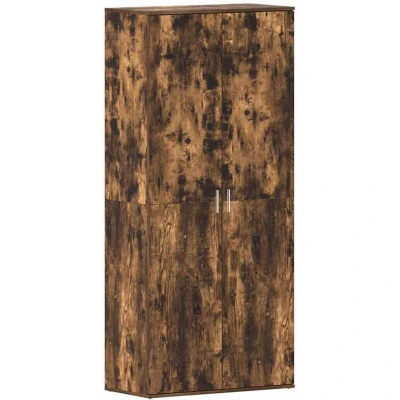 Image of vidaXL Shoe Cabinet Smoked Oak 80x39x180 cm Engineered Wood