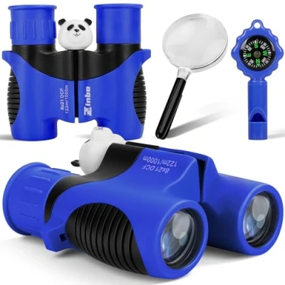 Image of Binoculars for Kids 8x21 High Resolution Real Optics with Magnifying Glass &amp; Whistle Compass, 3 12 Years Boys and Girls, Best Toys Outdoor Bird Watching, Hiking, Travel