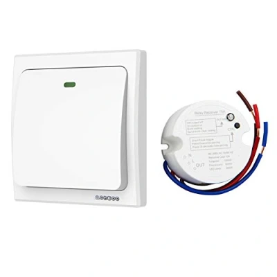 Image of acegoo Wireless Lights Switch Kit, No Wiring Battery, Quick Create or Relocate On/Off Switches for Light LampAppliances, Self powered Remote Control House Lighting (Switch and Receiver)