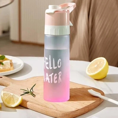 Image of KLYKLL Sports Water Bottle with Spray Mist, 650ml Drinking Bottles, 2 IN 1 Mist &amp; Sip Function Bottles for Cycling Climbing Fitness Humidification Cooling