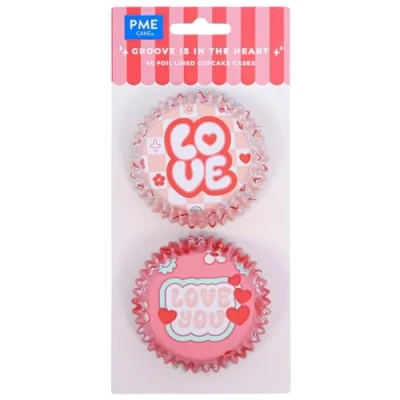 Image of PME Valentines Foil Lined Cupcake Cases Groove is in The Heart, Set of 60