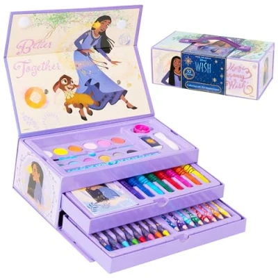 Image of Disney Kids Painting Sets Art Supply 40 Plus Pieces Colouring for Children with Crayons Wish Gifts Girls