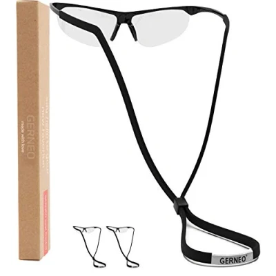 Image of GERNEO® Original Reliable Sports Glasses Strap Made of Fabric Waterproof &amp; Secure Grip for Glasses, Sunglasses Reading 2x Black