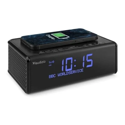 Image of Audizio Cuneo Clock Radio DAB+ with Smart Phone Wireless Charging, Dual Alarm and Battery Backup