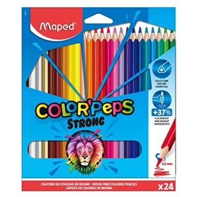 Image of Maped Strong Color&#039;Peps Colouring Pencils 24 Ultra Resistant and Ergonomic Pack of