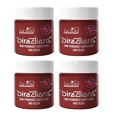 Image of 4x La Riche Directions Semi Permanent Hair Color 100ml Tub Pillarbox Red