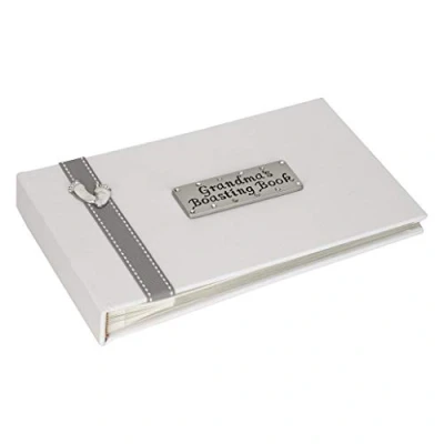 Image of Metal Planet Ltd Grandma&#039;s Boasting Book (Photo Album) holding 40 6x4 inch photos Grey Ribbon