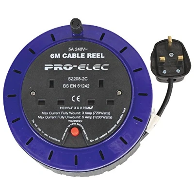 Image of PRO ELEC PELB1588 2 Socket Cassette Reel, 5A, 6m