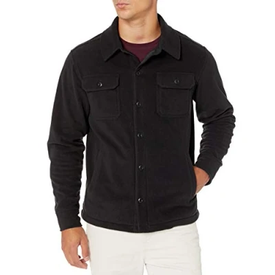 Image of Amazon Essentials Men&#039;s Long Sleeve Polar Fleece Shirt Jacket, Black, XS