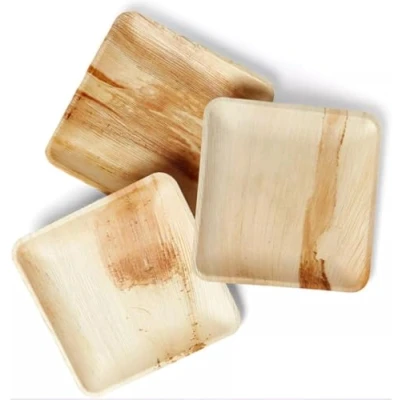 Image of HOT BARGAINS 25 X Palm Leaf 8 Inch Disposable Plates and Trays Square Shape 100% Biodegradable Compostable for Social &amp; Commercial use (25, Plate 8&quot;)