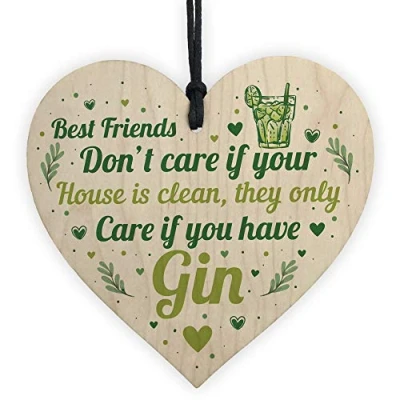 Image of RED OCEAN Handmade Gin Signs And Plaques Home Bar Wooden Heart Gift For Lovers Funny Friendship Women