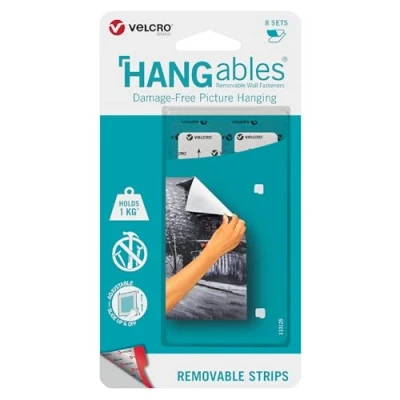 Image of Velcro Brand Damage Free Poster Hanging Strips Removable Decorate Without Damaging Your Walls Hang Photos, Lightweight Frames, Create Wall Collages Squares, 8 Sets