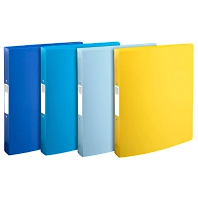 Image of Exacompta Ref. 54140E Set of 4 Bee Blue semi rigid binders 2 round rings 30 mm diameter 40 spine external dimensions 32 x 26.8 cm A4 maxi file format assorted colors