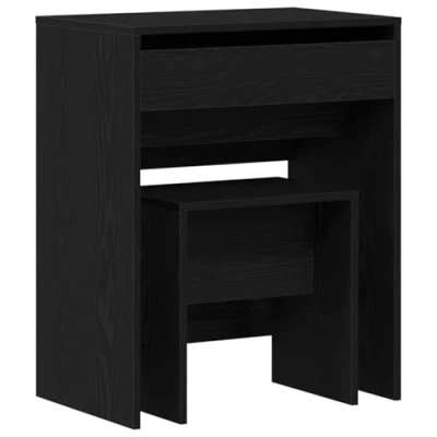 Image of vidaXL Dressing Table Black Oak Vanity Engineered Wood Bedroom Makeup Desk 60 x 40 75 cm