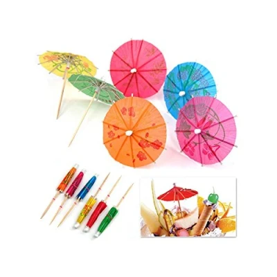 Image of SHATCHI 72/144 Cocktail Umbrellas Mini Paper Tropical Summer Party Food Drink Cup Cake Decorations Picks Sticks Accessories, Assorted Parasol