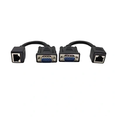 Image of ZUYOOK DB9 RS232 to RJ45 Extender Adapter, 9 Pin Serial Port Male Cable CAT5 CAT6 Ethernet LAN Console Extend Adapter Cable（15CM/6Inch）(2Pack 2 Male)