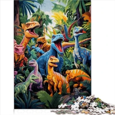Image of Funny Jigsaw Puzzles Art for Adults 1000 Pieces Dinosaur World Family Kids Brain Teaser Puzzle 1000pcs（26x38cm）